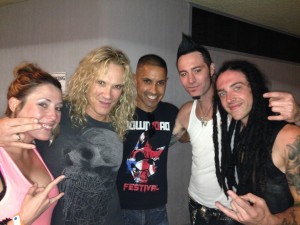 Shabby and I catching up with Michael Starr of Steel Panther, as well as Clay and Dylan of Future Villains after the show